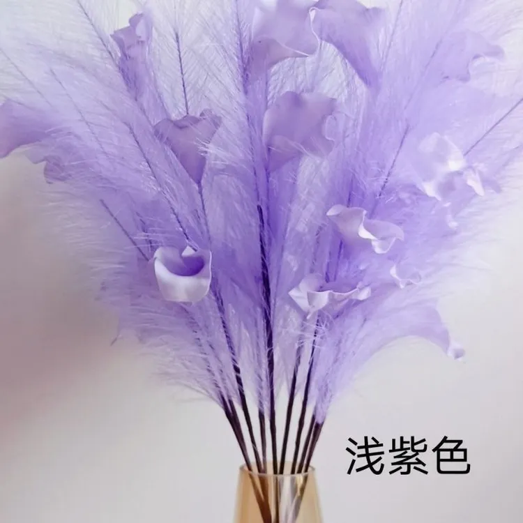 80cm新款永久不掉毛材质手工羽毛马蹄莲桌面家居装饰客厅摆件主播