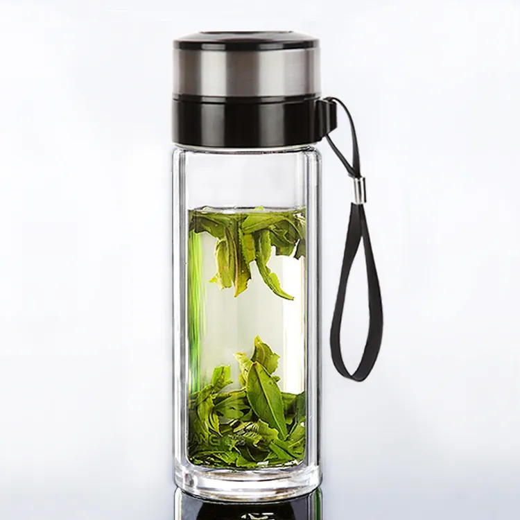 Dirun/迪润便携双层玻璃杯耐热泡茶杯大容量男女喝水杯户外车载杯