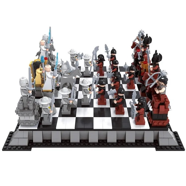 国产积木国际象棋海盗骑士城堡古代打仗士兵三国小侠骑兵战马场景