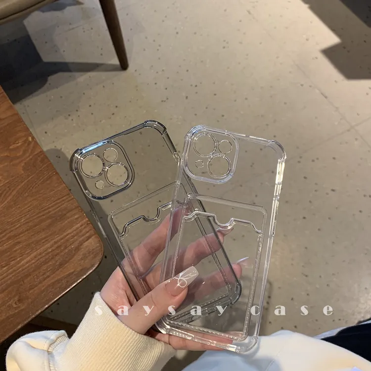 简约透明卡套苹果xs手机壳iphone17全包16promax硅胶8plus多功能