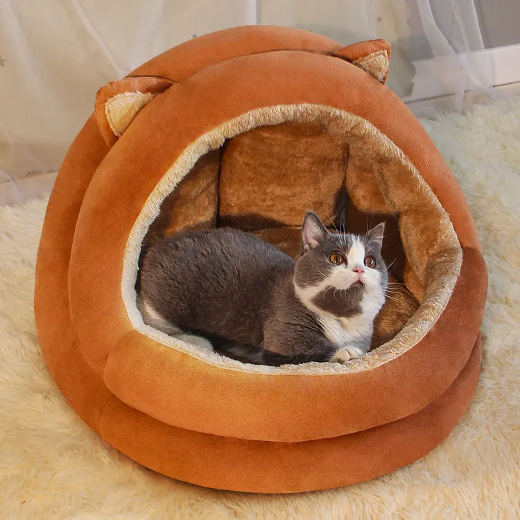 猫窝冬季保暖半封闭式床四季通用狗窝小猫屋可爱宠物猫咪加厚柔软