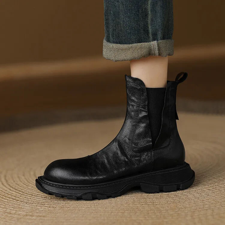 轻轻弹力靴美拉德靴子厚底短靴复古秋冬爆款长筒靴短筒绒里马丁靴