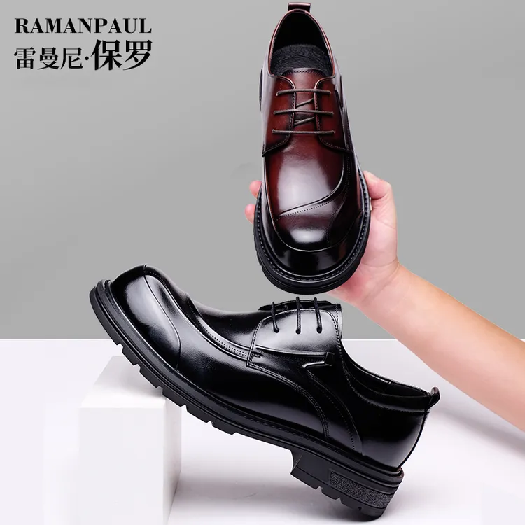 雷曼尼保罗春夏新品男士头层牛皮真皮德比鞋时尚休闲皮鞋8308