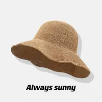  老钱风细草渔夫帽~夏季细钩针编织遮阳帽子草帽外出游可折叠盆帽