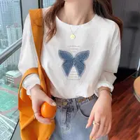 2025年夏季新款休闲百搭宽松纯棉圆领短袖简约时尚白色半袖洋气