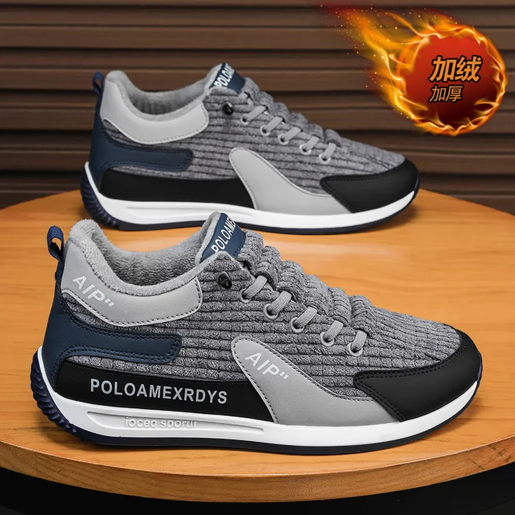 男鞋2024冬季新款灯芯绒一脚蹬休闲阿甘鞋加绒加厚绒面保暖棉鞋子