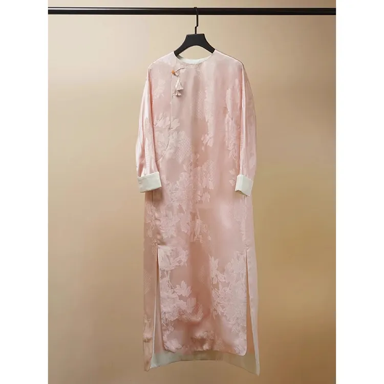 汉服长款爆款新中式轻国风裙子绝美气质感粉色连衣裙女春新款-