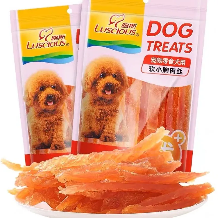 路斯鸡肉干100g软小胸肉丝鸡肉条软丝宠物食品训练奖励逗趣肉干