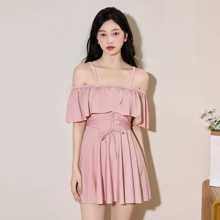 【出水芙蓉】大码度假泳衣女遮肉显瘦分体平角沙滩裙女式遮肉泳衣