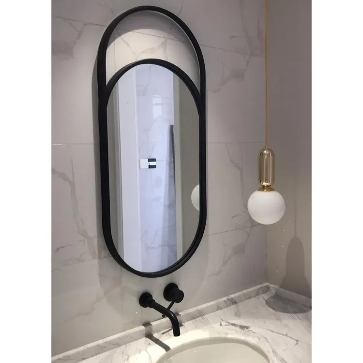 简约现代铁艺镜子镜框美容院化妆镜卧室镜椭圆镜酒店客房民宿镜子