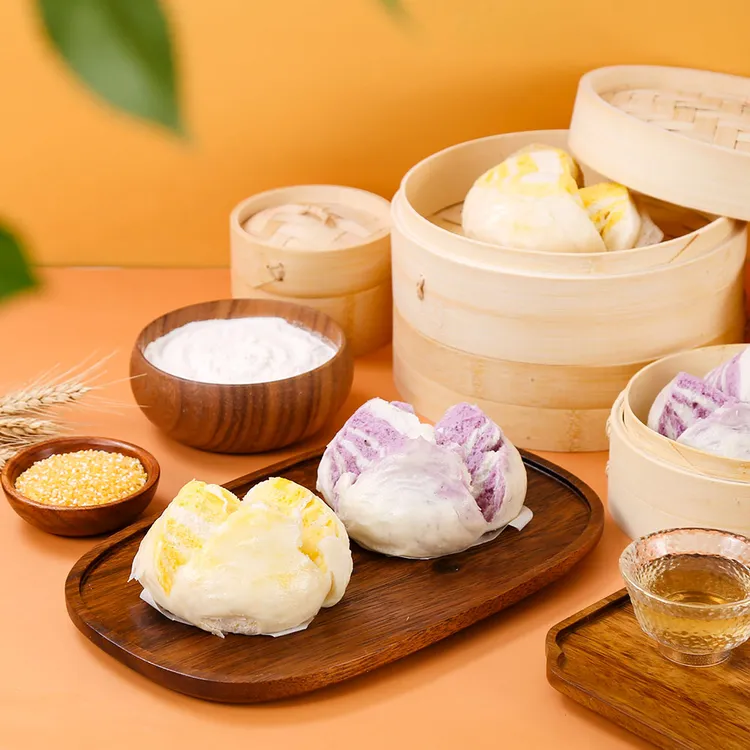 双色开花馒头（南瓜味+紫薯味）速冻非即食中式面点