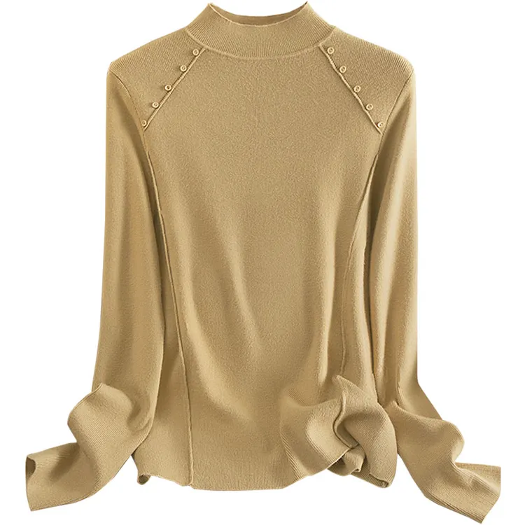 丝柏舍2024冬新款女装修身套头半高领纯色长袖针织衫S43K5221Z