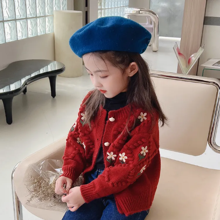 女童毛衣开衫2025秋冬新款宝宝开衫外套中厚韩版绣花毛线衣洋气潮