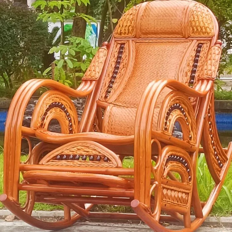 真藤天然摇椅高档躺椅老人藤编大人午睡家用休闲懒人藤椅阳台遥椅