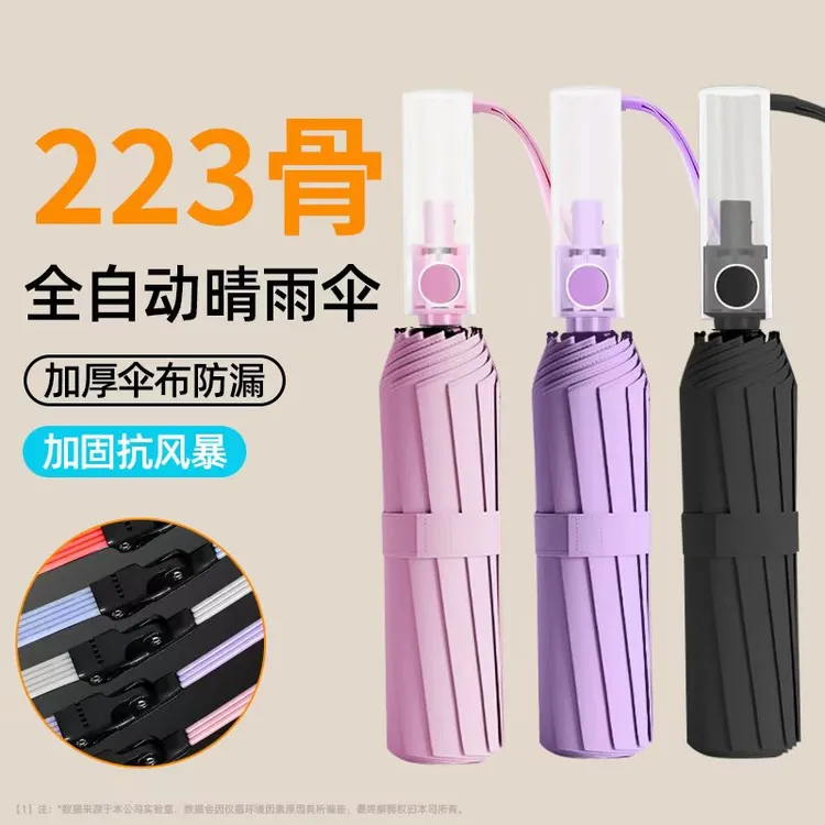 全自动雨伞高档水晶机械手柄223骨双人折叠防晒防风加大加厚加固