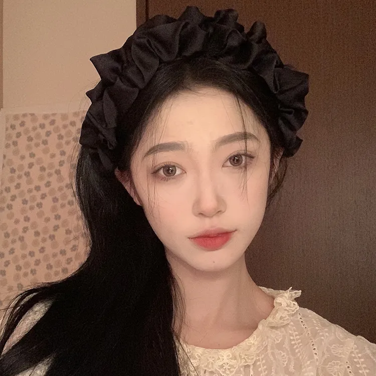 oushipei/欧诗佩黑色宽边褶皱发箍高颅顶显脸小头箍女