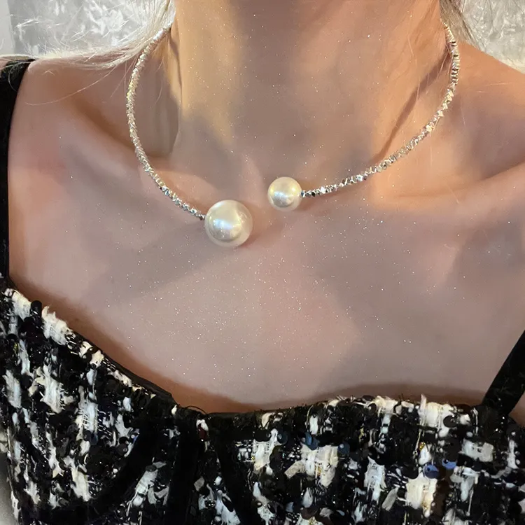 oushipei/欧诗佩 铜合金仿珍珠项链 气质高级感碎银项圈珍珠项链