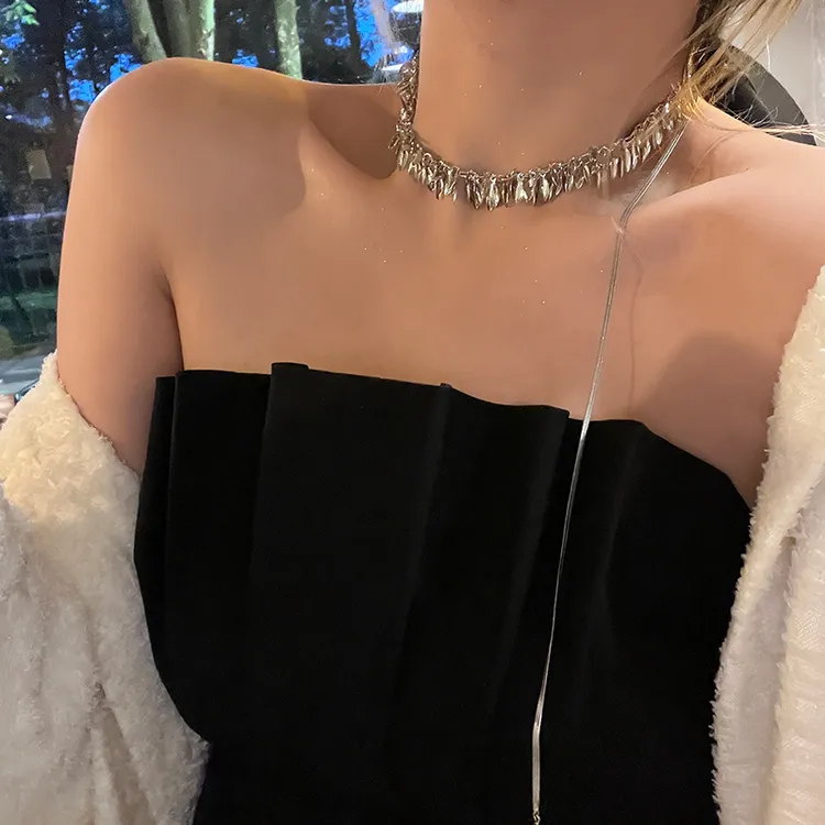 oushipei/欧诗佩 铜合金项链 ins同款麦穗亮片可抽拉项链