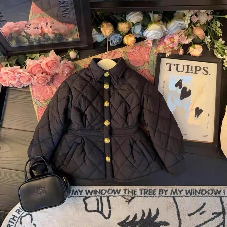 【现货】女童冬款棉衣外套韩版儿童中小童纯色棉服加厚保暖棉袄