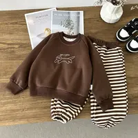 【清仓】儿童秋冬加绒保暖卫衣套装棉质中小童俩件套男女童韩版童装