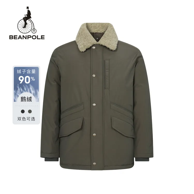 BEANPOLE【冬季上新】24秋冬男 羊毛领狩猎型防风扣鹅绒服BC4Y38C72