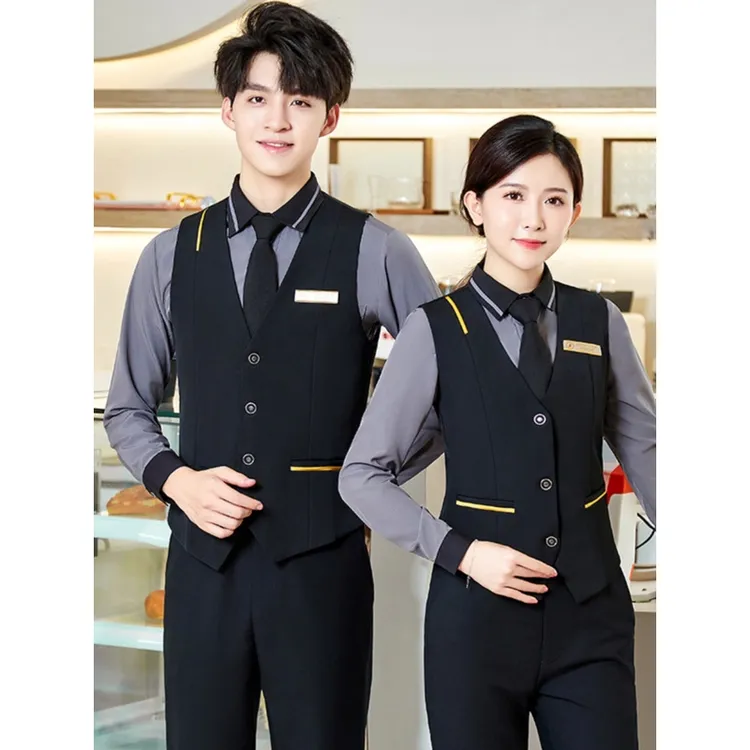 酒吧KTV服务员工作服长袖餐饮女酒店西餐前台球俱乐部马甲工装男