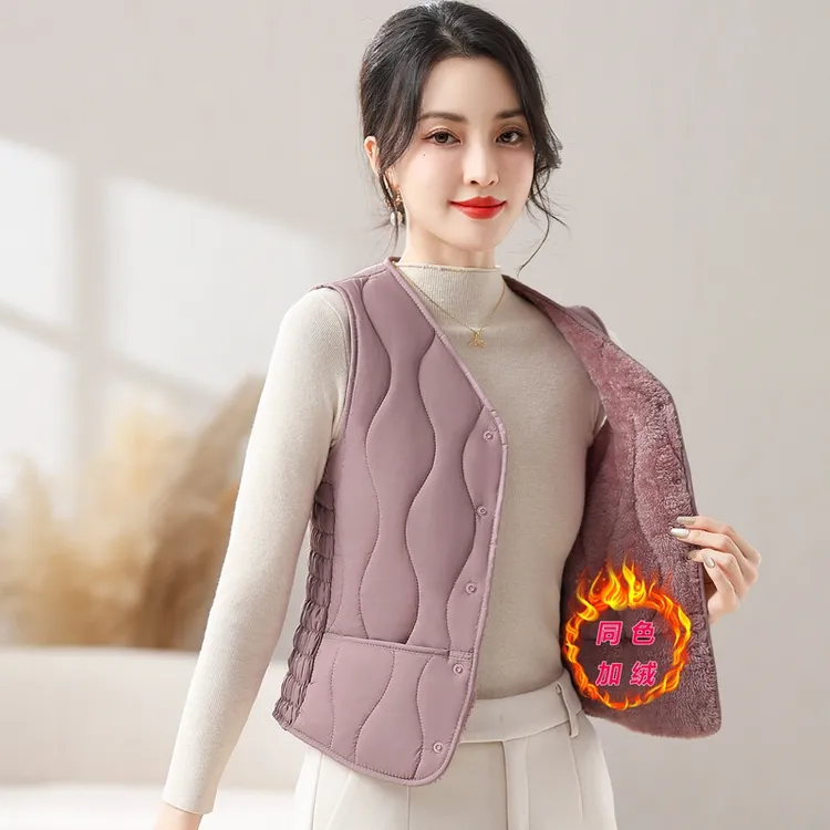 中老年女士秋冬新款防寒保暖加绒棉马甲妈妈加厚中式贴身内穿背心