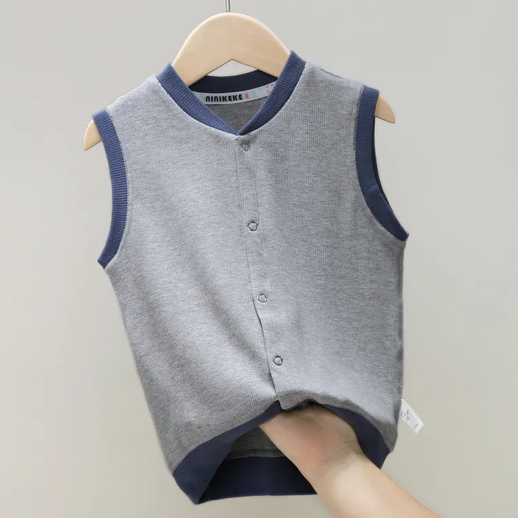 姜暖绒立领马甲宝宝马夹儿童保暖春秋婴儿高弹无袖马甲护肚 23208