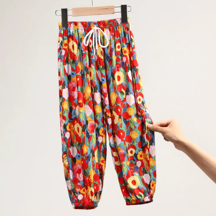 Q 531393儿童防蚊裤冰丝男女童夏季薄款宽松洋气灯笼长裤哈伦休闲