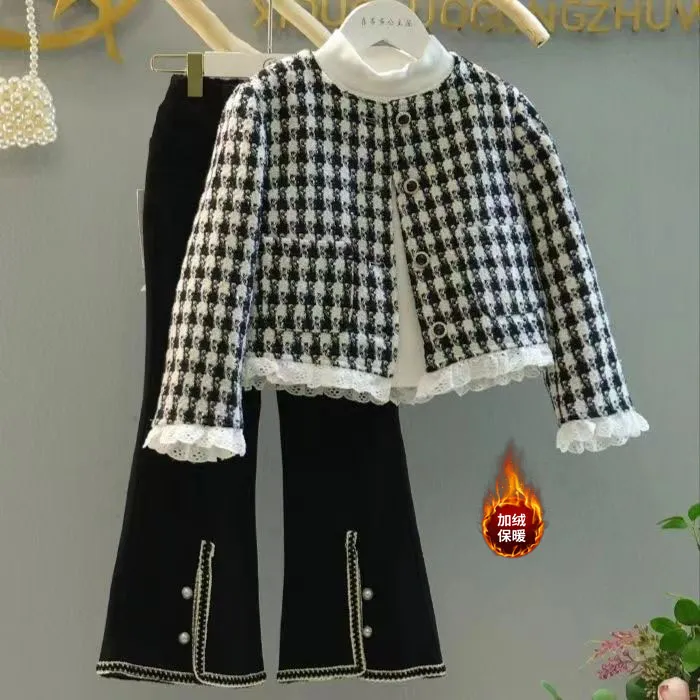 2024秋冬新款女童小香风名媛范2025女童女童装6-12岁潮款高级感