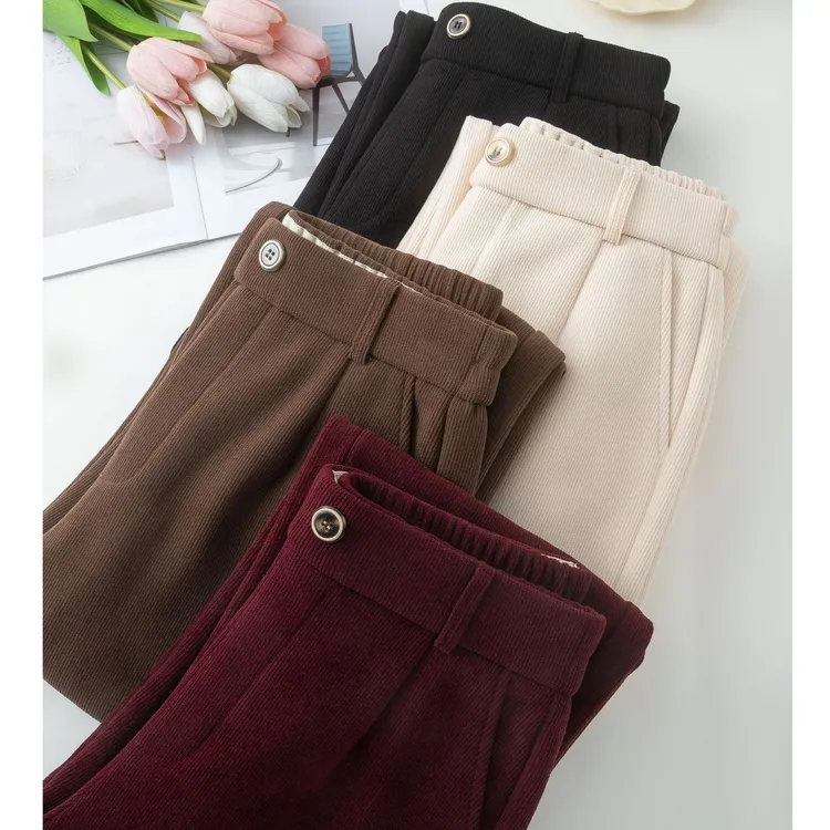 【理想腿型】加绒加厚绵 羊 毛含微量桑 蚕 丝直筒裤5329百搭高腰