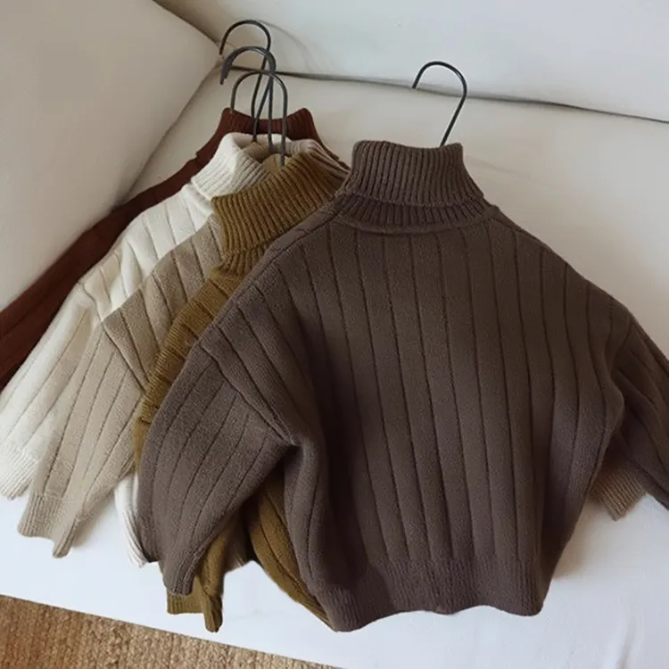 儿童毛衣一体绒男女童冬季新款加绒加厚高领打底衫宝宝毛衣针织衫