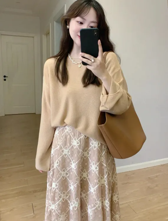 秋装搭配一整套韩剧女主穿搭慵懒风初恋清纯甜美连衣裙子两件套装