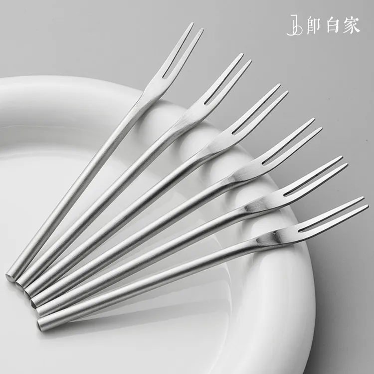 日式高颜值水果叉食品级德国实心304不锈钢点心叉家用加厚小叉子