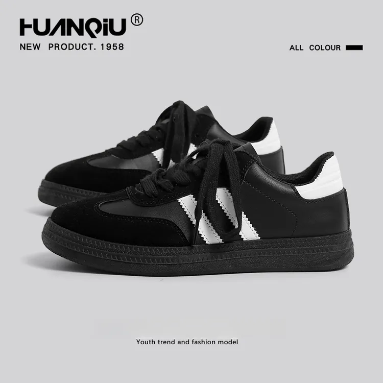 环球复古经典黑色德训鞋女2025春秋新款百搭小众平底休闲运动板鞋