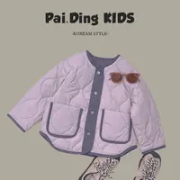 qc【现货】阿卷冬装儿童韩版葫芦纹绗棉设计撞色保暖棉服外套SJ4431