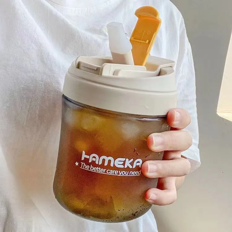 水杯男士ins简约吨吨吸管杯塑料咖啡杯夏季情侣小巧杯子高颜值