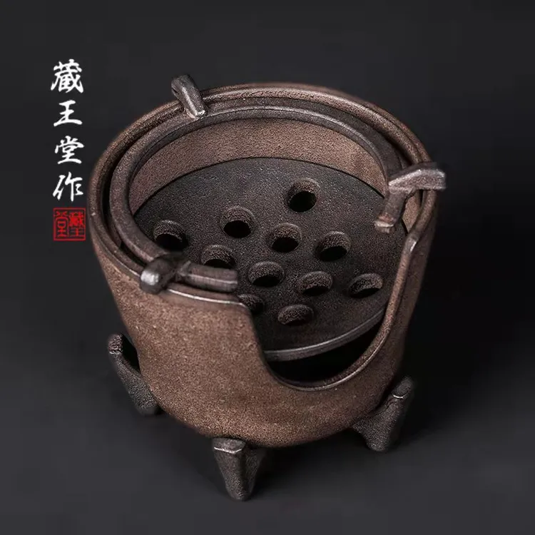 雨宫宗日式原装进口茶壶蜂窝小碳炉家用纯手工做旧复古铁壶煮茶炉