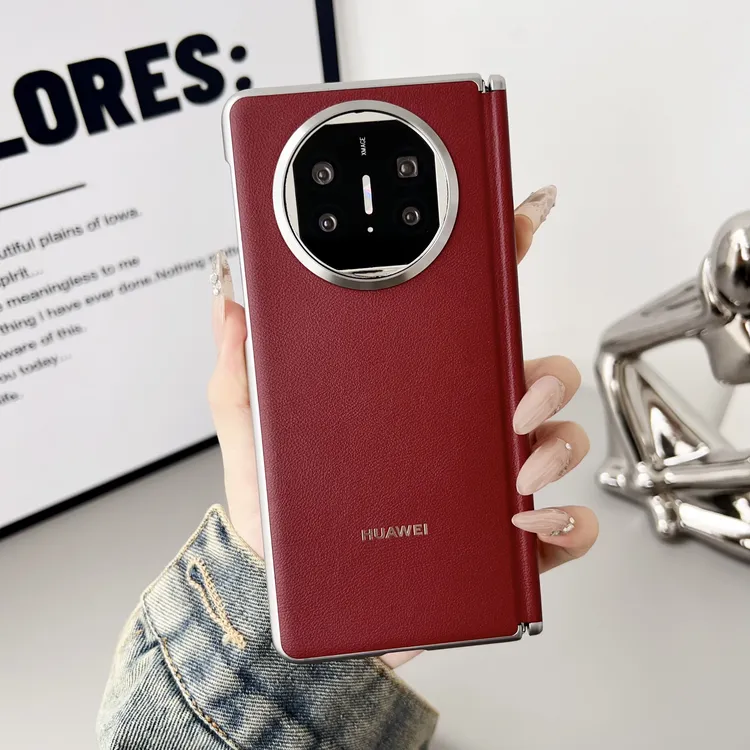 适用华为matex5手机壳新款官方同款中轴全包高档素皮潮牌磁吸外壳