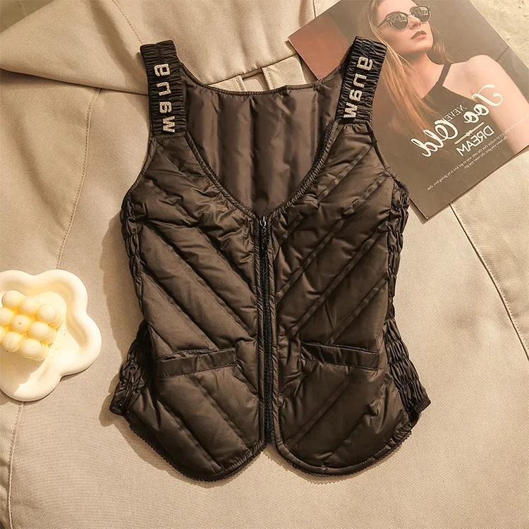 辣妹秋冬保暖马甲吊带背心女2024新款叠穿高级感百搭羽绒无袖上衣