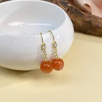 【小北好物】S925银南红圆珠耳钩-2QK01X885【多样性发一件】约11mm