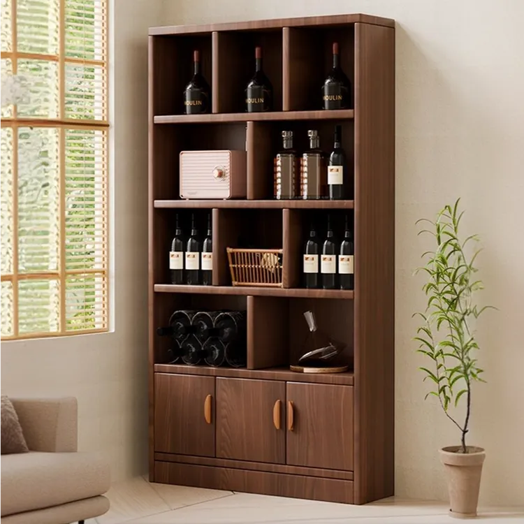 实木酒柜家用客厅置物架展示柜商用简约小型玄关柜靠墙隔断柜酒架