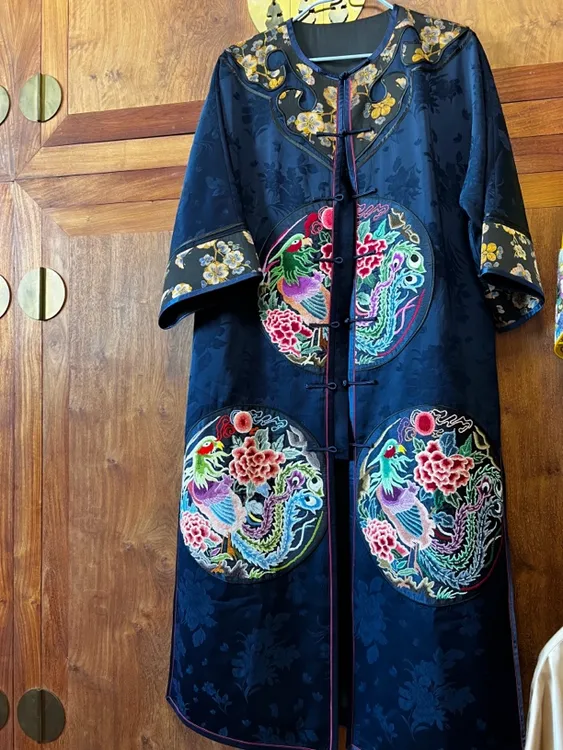 锦绣华阁｜款手工刺绣精细绣三团花打籽绣面 直襟圆领领外套