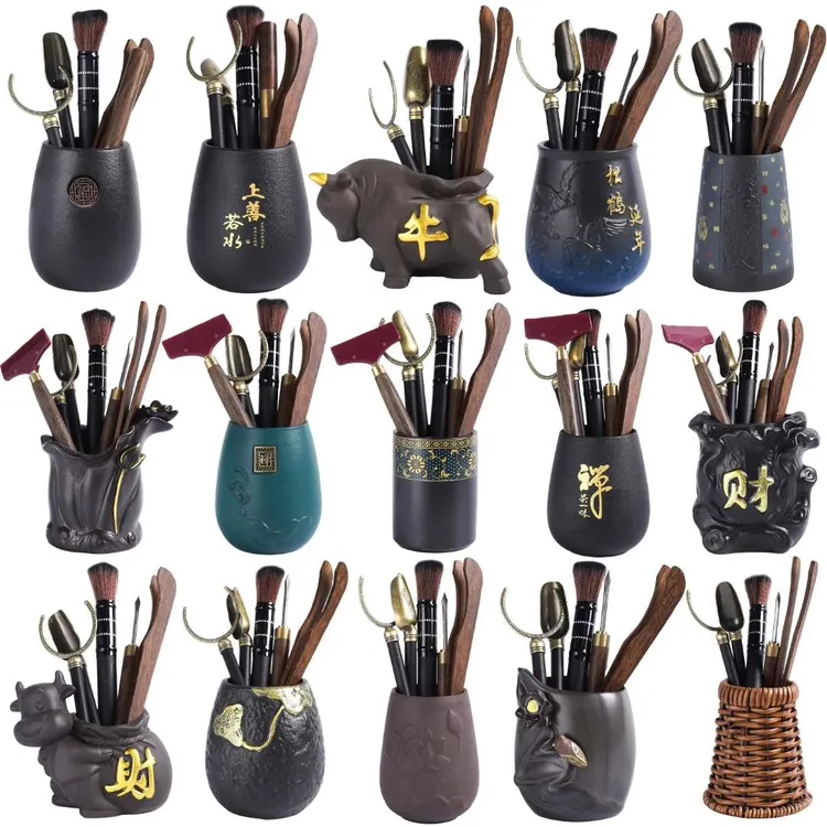 茶道六君子功夫茶具配件泡茶工具茶刀茶夹茶刷便携泡茶神器配件