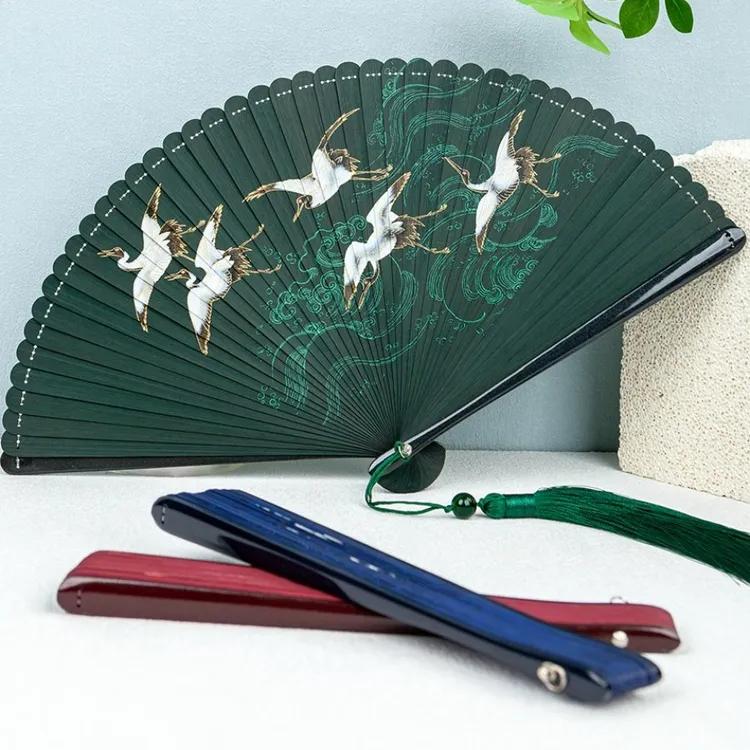 典雅复古全竹扇款式百变多用工艺折扇流苏中国风礼品小巧女扇子
