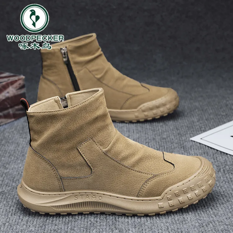 啄木鸟官方正版劳保男鞋冬季防水防滑工地上班轻便工作运动马丁靴