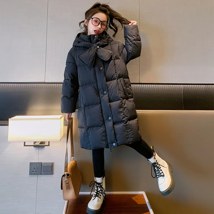 女童羽绒服中长款2023新款儿童洋气韩版大童冬季保暖加厚外套潮童