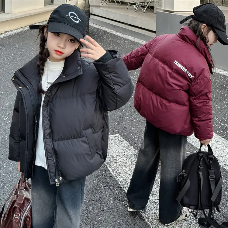 女童羽绒服冬季短款保暖白鸭绒外套中大童加厚上衣