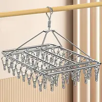 衣架不锈钢晾衣架多夹子袜子架晾家用挂衣架神器多功能防风宿舍架