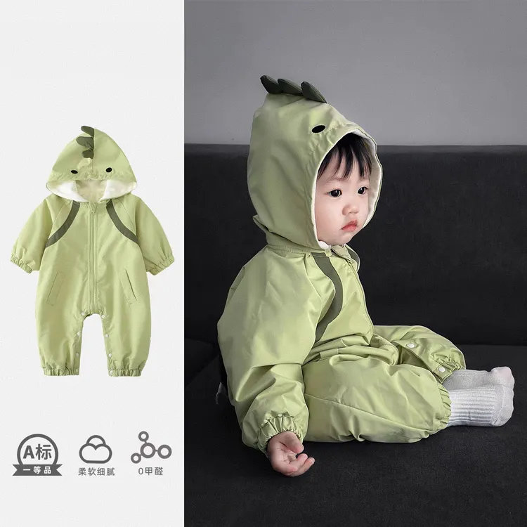 婴儿春秋连体衣男女宝宝卡通哈衣冲锋衣防风外套新生儿春秋季抱服